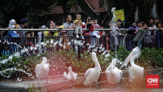 Pengunjung sepeda motor memadati pintu utara I parkiran Taman Margasatwa Ragunan, Jakarta Selatan pada Senin (24/4) atau H+2 Lebaran 2023.