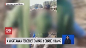 VIDEO: Empat Wisatawan Terseret Ombak, 1 Orang Hilang