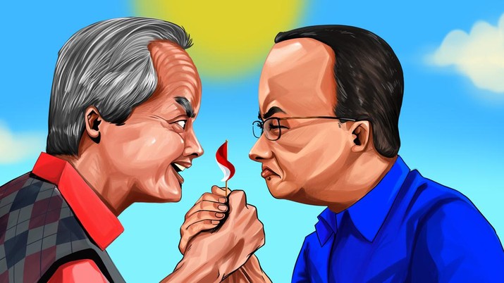 Ilustrasi, Ganjar vs Anies