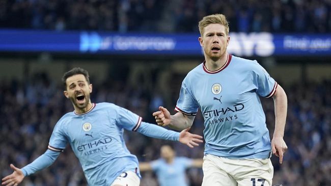 De Bruyne Cetak Gol Indah, Man City Unggul atas Arsenal di Babak I