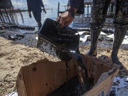 Limbah Hitam Cemari Pantai Kampung Melayu Batam dari Malaysia