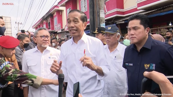 Keterangan Pers Presiden Jokowi Saat Kunjungi Pasar Natar, Lampung Selatan, 5 Mei 2023. (Tangkapan layar)
