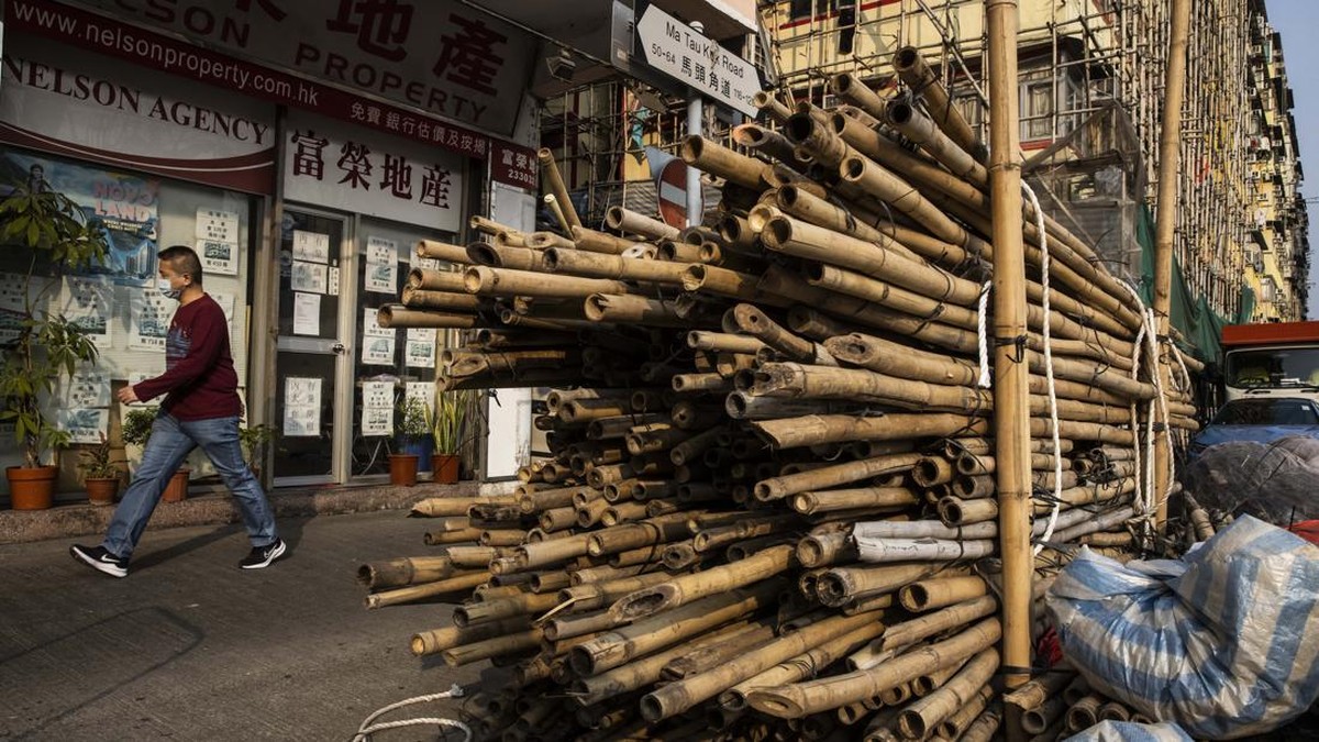 FOTO: Hong Kong Gunakan Bambu untuk Bangun Gedung Pencakar Langit