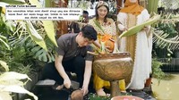 <p>Selain siraman, Jeon Sang Wan juga ikut terlibat dalam prosesi memecahkan kelapa. Pria asal Korea Selatan ini terlihat tidak canggung melakukan prosesi sakral dari adat Jawa tersebut, Bunda. (Foto: Instagram @taraerind/ YouTube TaraWoni Tv)</p>