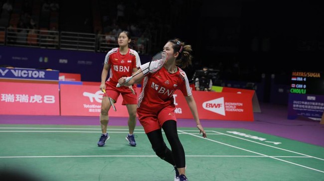 Ganda putri Indonesia Lanny Tria Mayasari/Ribka Sugiarto menang atas pasangan Kanada Catherine Choi/Josephine Wu di babak 32 besar Thailand Open 2023.