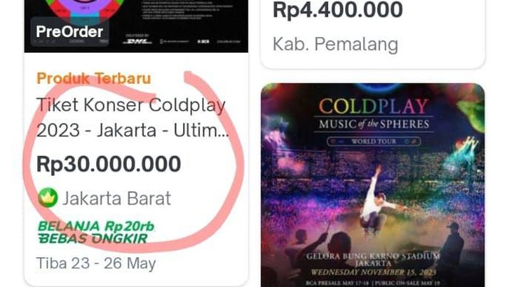 Tiket Coldplay.