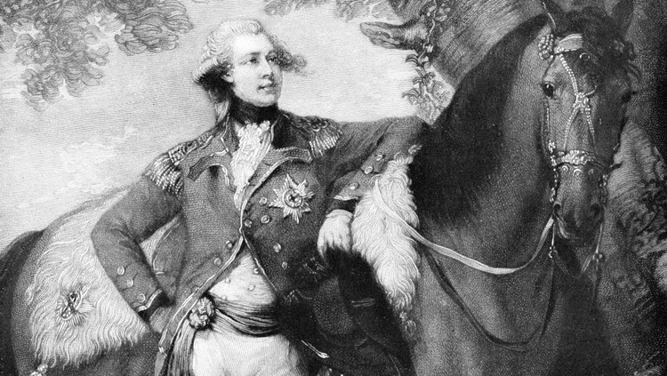 Portrait of King George IV when Prince of Wales (August 12, 1762 –June 26,1830). Painting by Thomas Gainsborough,  Engraving published 1897.  Original edition is from my own archives. Copyright has expired and is in Public Domain.