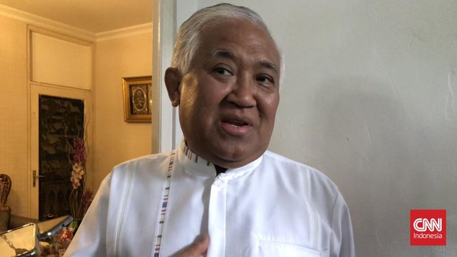 Mantan Ketua Umum PP Muhammadiyah Din Syamsuddin menyatakan dukungannya pada pasangan Luluk Nur Hamidah-Lukmanul Khakim di Pilkada Jatim 2024.