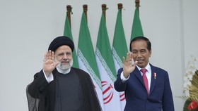 FOTO: Wajah Semringah Jokowi dan Presiden Iran Ebrahim Raisi di Istana