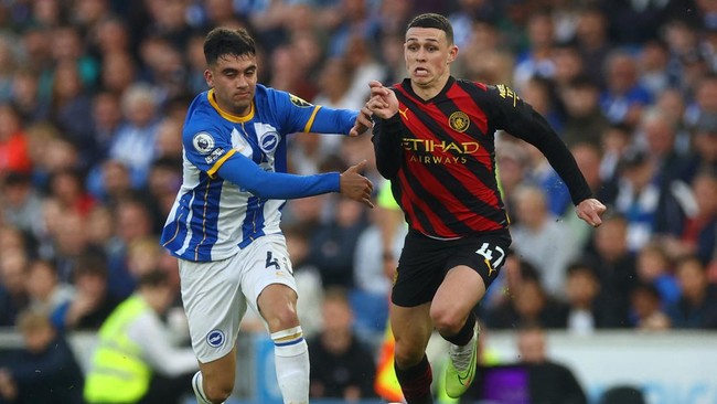 Manchester City ditahan Brighton and Hove Albion 1-1 pada pertandingan tunda pekan ke-32 Liga Inggris di Stadion Amex, Kamis (25/5) dini hari WIB.