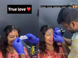 Wanita Ini Tato Nama Suami di Dahi untuk Tunjukkan Rasa Cinta