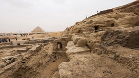 A general view at the newly discovered site where two embalming workshops for humans and animals, two tombs, and a collection of artefacts were found, near Egypt's Saqqara necropolis, in Giza, Egypt May 27, 2023. REUTERS/Amr Abdallah Dalsh