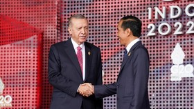 Momen Erdogan Gandeng Mesra Jokowi di Sela-sela Rapat Luar Biasa OKI