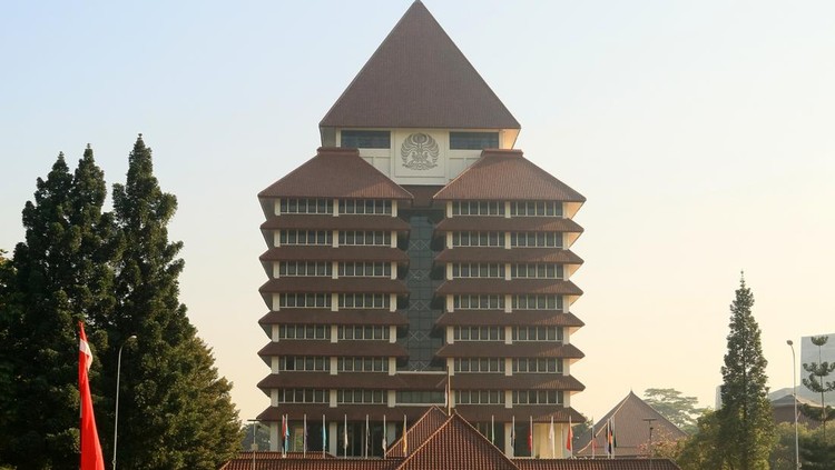 Depok, Indonesia - August 19, 2018: The  rectorate building of the University of Indonesia in West Java.