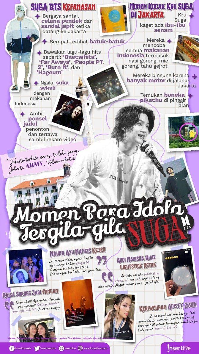 Infografis Suga BTS Momen para idola ada di konser Suga BTS