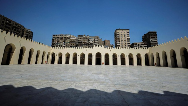 A general view of the historical mosque of al-Zahir Baybars, that was built in 1268 by the Mamluk Sultan al-Zahir Baybars al-Bunduqdari, as Egypt reopens it after the completion of renovation work, in Cairo, Egypt, June 5, 2023. REUTERS/Mohamed Abd El Ghany REFILE - QUALITY REPEAT