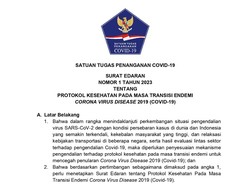 Isi Lengkap SE Satgas Covid-19 No 1 Tahun 2023, Boleh Lepas Masker