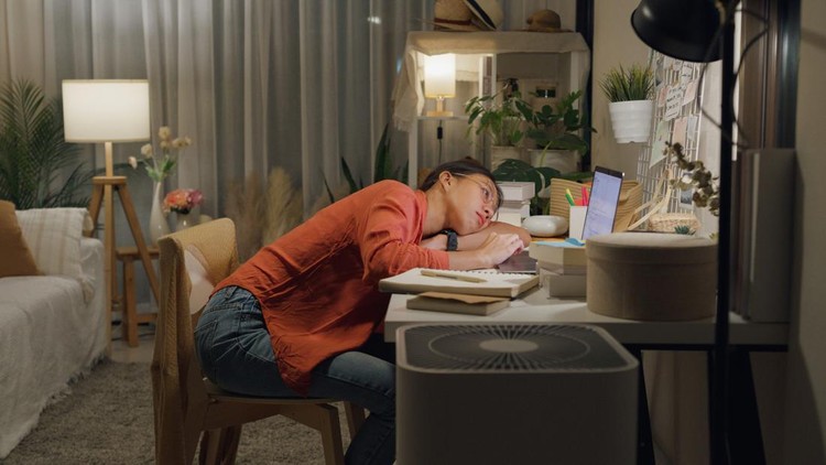 1495581382 Young Asian woman wear casual sit front of desk with computer laptop feeling unhappy stressed about debt problem on work idea in living room at house at night. Work from home concept.
