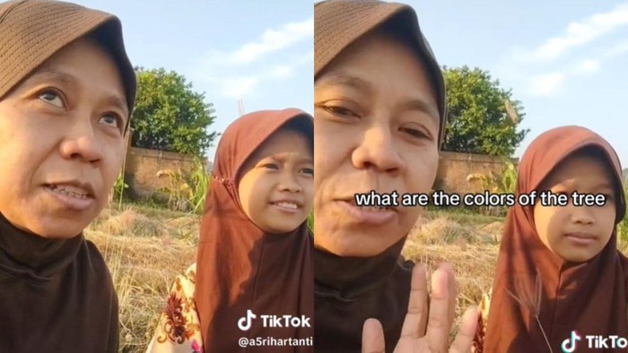 Viral di TikTok! Seorang Ibu Ajak Anaknya Ngobrol Pakai Bahasa Inggris di Sawah, Dikira Petani Tapi Ternyata...
