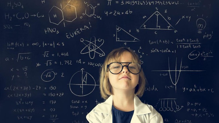 Little Girl Education Blackboard Concept