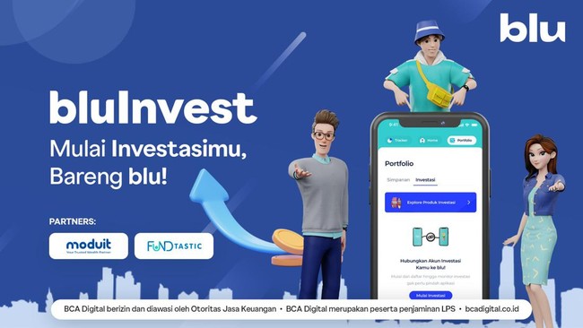 BCA Digital menggandeng Moduit dan Fundtastic untuk memudahkan nasabah blu dalam memulai perjalanan investasi melalui fitur bluInvest.