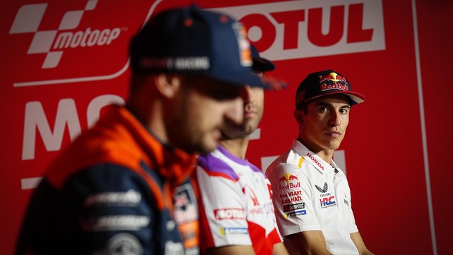 Momen kocak Marc Marquez kesulitan mengucapkan kata semangat jelang MotoGP Mandalika viral di media sosial pada Kamis (12/10).