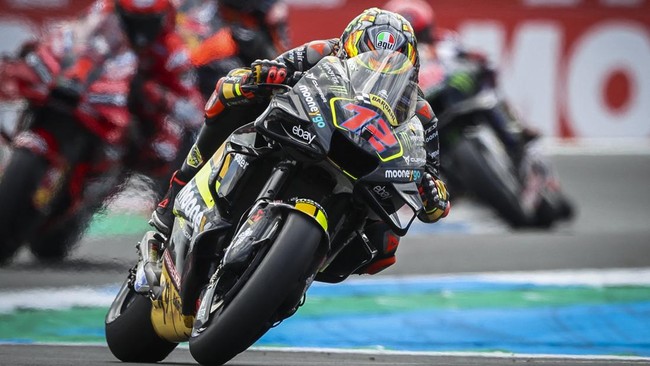 Pembalap Mooney VR46 Racing Team Marco Bezzecchi jadi yang tercepat dalam sesi Kualifikasi 2 (Q2) MotoGP Inggris 2023, Sabtu (5/8).