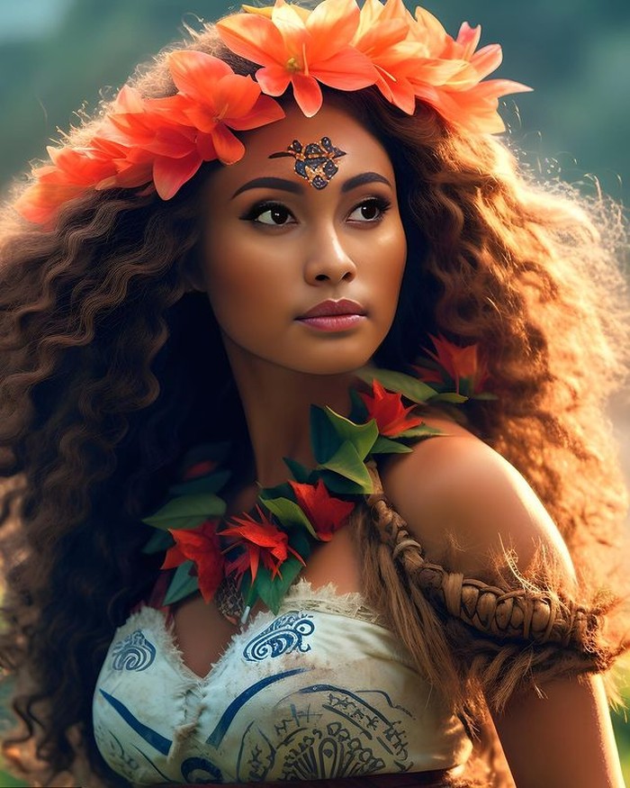 Menggunakan mahkota bunga, Novia dengan rambut keriting ciri khas Putri Disney Moana /Foto:instagram.com/noviabachmid