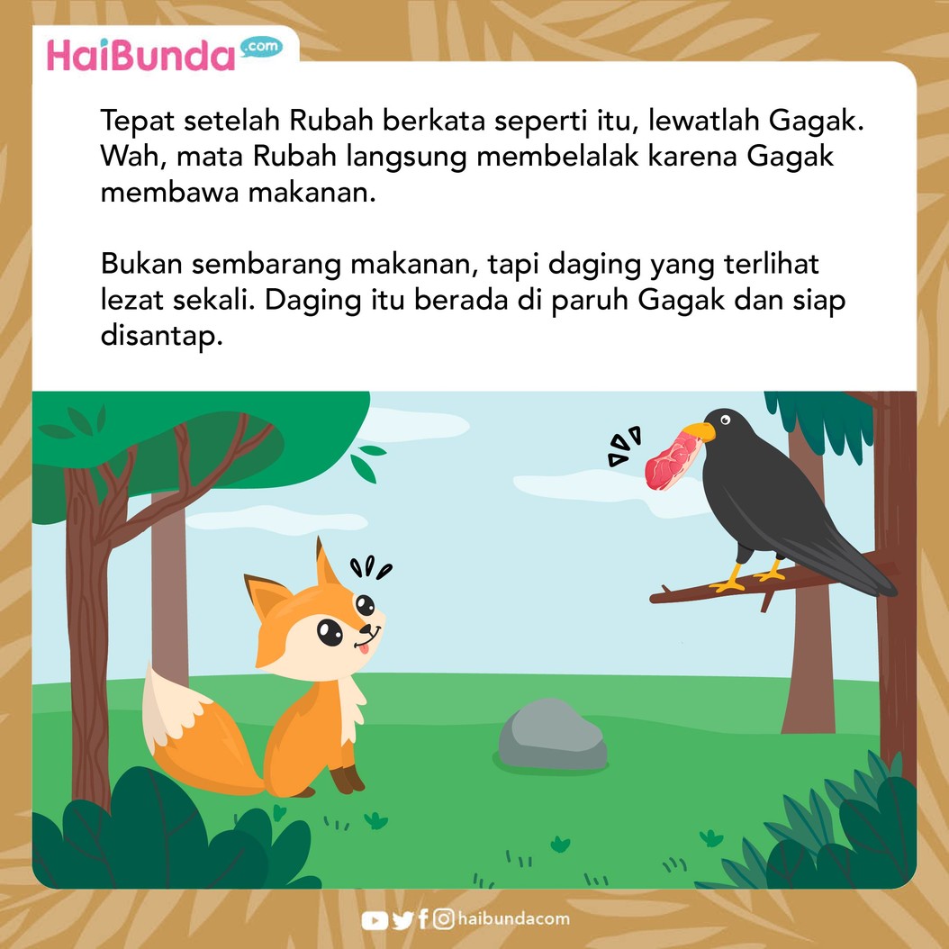 Cerita fabel Rubah yang cerdik dan gagak