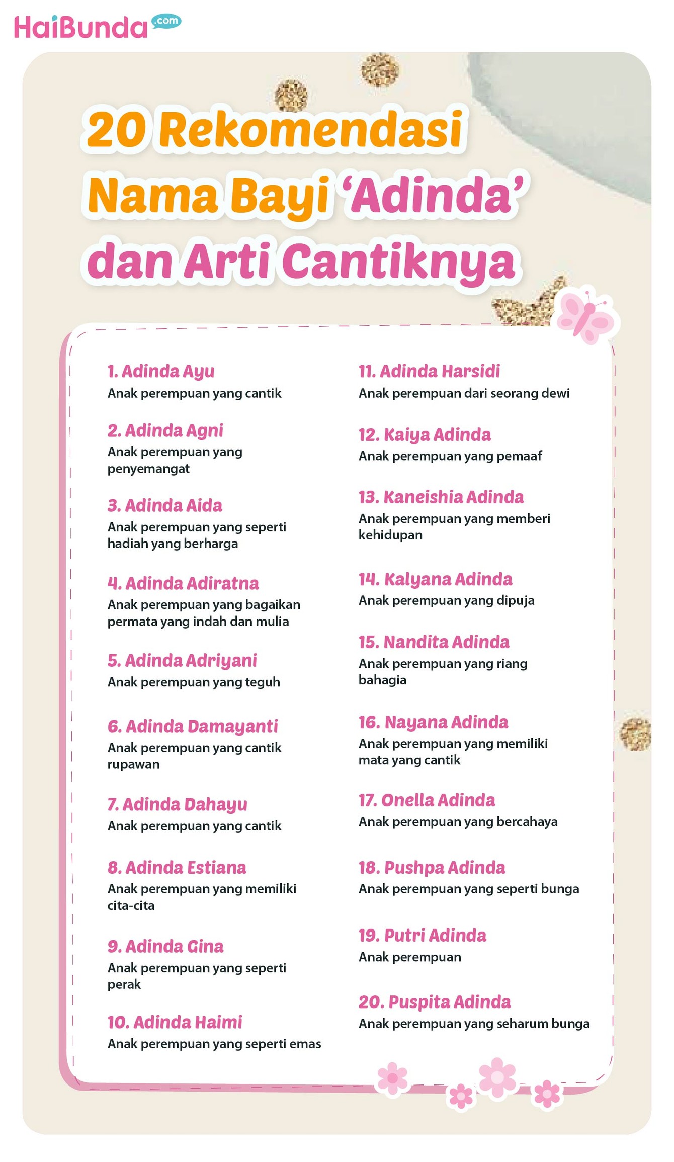 20 Rekomendasi Nama Bayi ‘Adinda’ & Arti Cantiknya 20 Rekomendasi Nama Bayi ‘Adinda’ & Arti Cantiknya