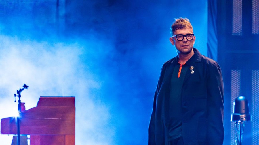 LONDON, ENGLAND - JULY 08: Damon Albarn of Blur performs at Wembley Stadium on July 08, 2023 in London, England. (Photo by Lorne Thomson/Redferns)
