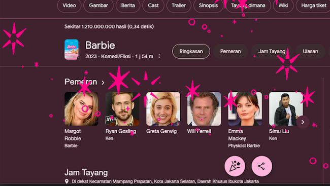 Viral Film Barbie di Google, Nongol Kilau Bintang Serba Pink