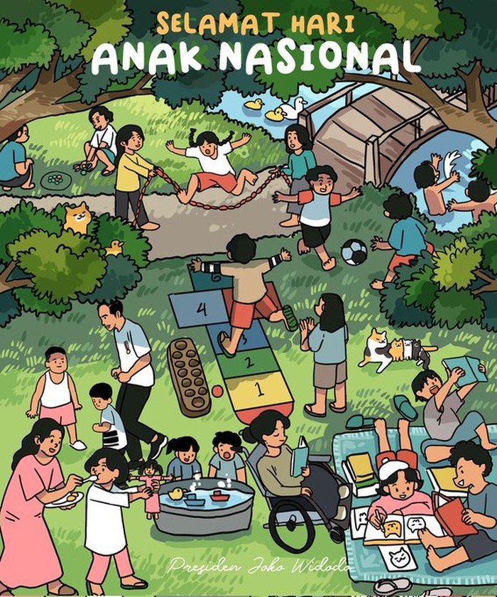 Jokowi Unggah Poster 'Hari Anak Nasional', Ada Nahyan hingga Kucing Oren (dok Twitter Jokowi)