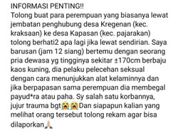 Begal Payudara Sambil Pamer Kelamin Gentayangan Siang Bolong di Probolinggo