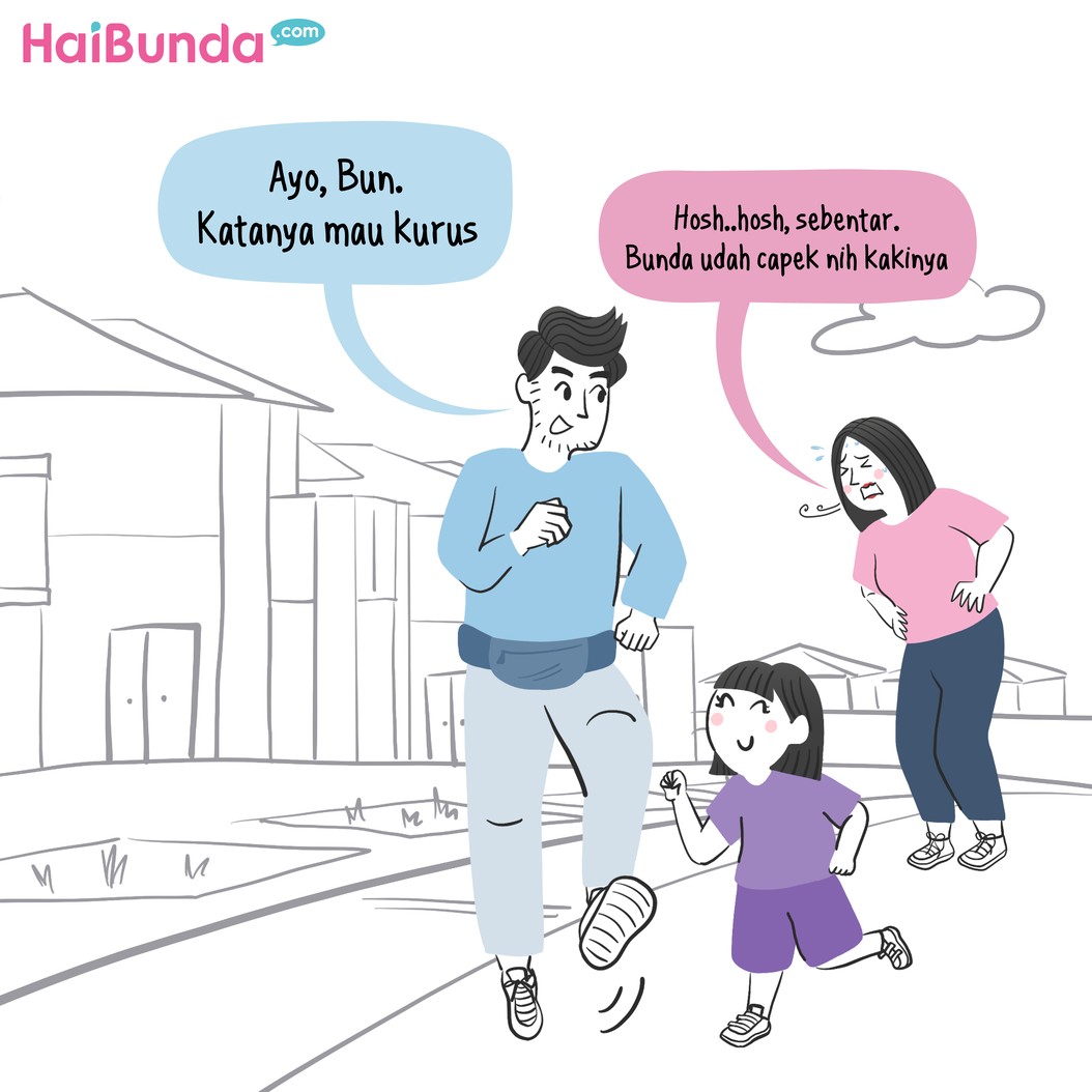Bubun bersama Ayah dan Kakak berencana lari pagi agar mendapatkan tubuh yang sehat. Namun, pada faktanya Bubun malah beli makanan sampai tidak jadi olahraga.