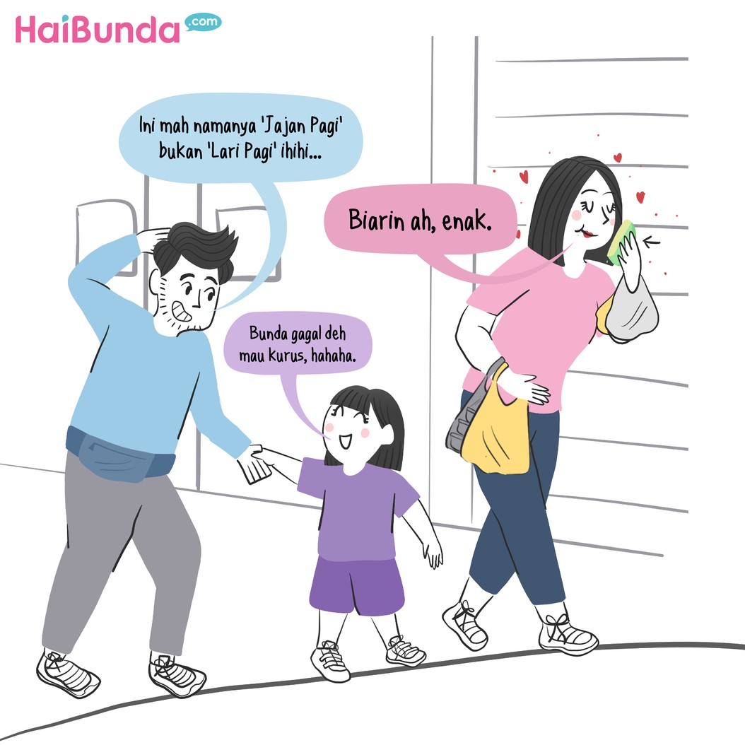 Bubun bersama Ayah dan Kakak berencana lari pagi agar mendapatkan tubuh yang sehat. Namun, pada faktanya Bubun malah beli makanan sampai tidak jadi olahraga.
