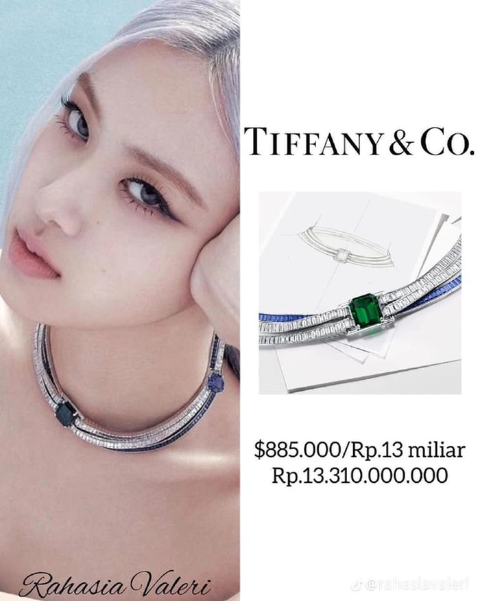 As a brand ambassador, Rosé also wore a Tiffany & Co necklace for a photo shoot worth USD 885,000 or around IDR 13.3 billion. / Photo: kbizoom.com