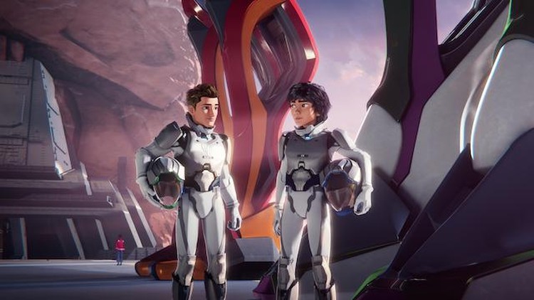 Gabby's Dollhouse. (L to R) Laila Lockhart Kraner as Gabby and Tucker Chandler as Pandy Paws in Gabby's Dollhouse. Cr. Courtesy of Netflix © 2023