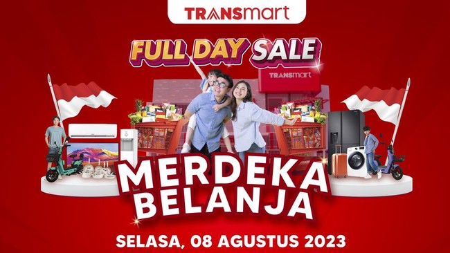Transmart Full Day kembali digelar seharian pada Selasa (8/8). Nikmati produk fesyen dengan diskon dan harga spesial!