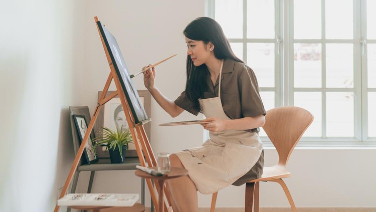 wanita melukis Ilustrasi wanita melukis