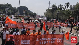 Massa Buruh di Patung Kuda Bubar, Jalan Merdeka Barat Kembali Dibuka