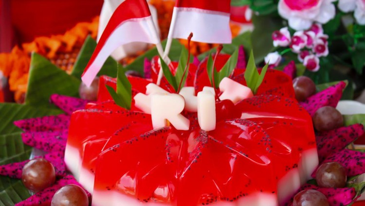 Puding Merah Putih or red and white theme pudding for Indonesian Independence Day, commemorated every August 17th.