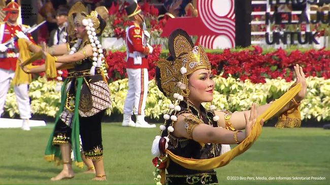 Tari Kandagan asal Jawa Barat menjadi salah satu tarian daerah yang ditampilkan saat perayaan HUT RI ke-78.