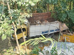 Ngeri! Kecelakaan Maut Truk Terguling ke Jurang Kalibawang, Korban Terpental