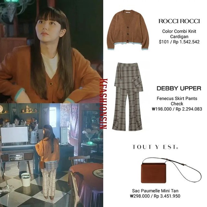 Bergaya kasual dengan sentuhan chic, Kim So Hyun memadukan cardigan harga Rp1,1 juta merek ROCCI ROCCI dengan celana rok DEBBY UPPER senilai Rp2,2 juta. Tak lupa, ia juga mengenakan tas TOUTY EST seharga Rp3,4 juta./ Foto: instagram.com/kfashionsin