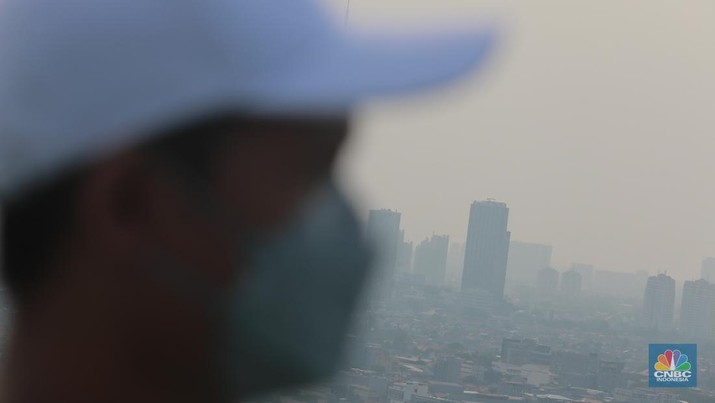 Polusi udara Jakarta akibat kemacetan, (CNBC Indonesia/Muhammad Sabki)