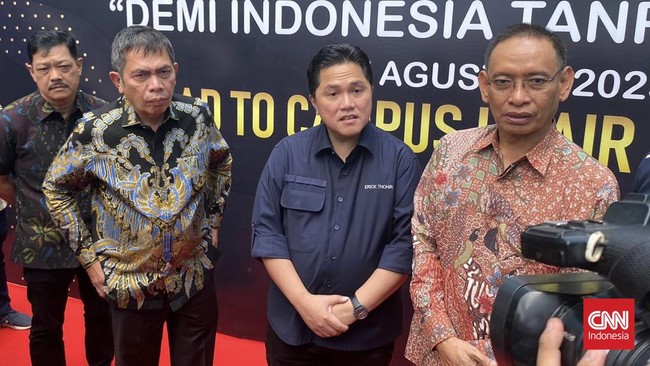 Ketua Umum PSSI Erick Thohir mengaku turut senang menanggapi putusan Mahkamah Agung yang menganulir vonis bebas dua polisi terpidana Tragedi Kanjuruhan.