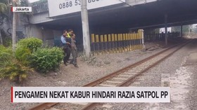 VIDEO: Pengamen Nekat Kabur Hindari Razia Satpol PP