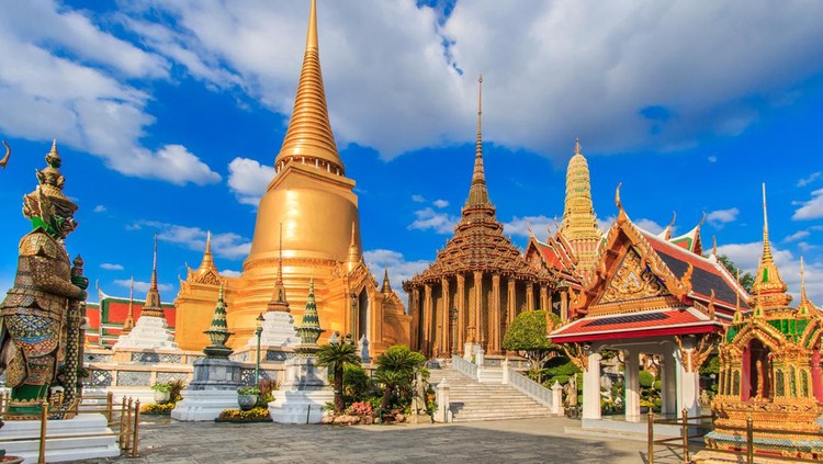 Wat Phra Kaeo, Temple of the Emerald Buddha and the home of the Thai King. Wat Phra Kaeo is one of Bangkok's most famous tourist sites and it was built in 1782 at Bangkok, Thailand.