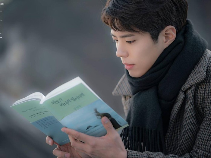 Ilustrasi orang Korea membaca buku